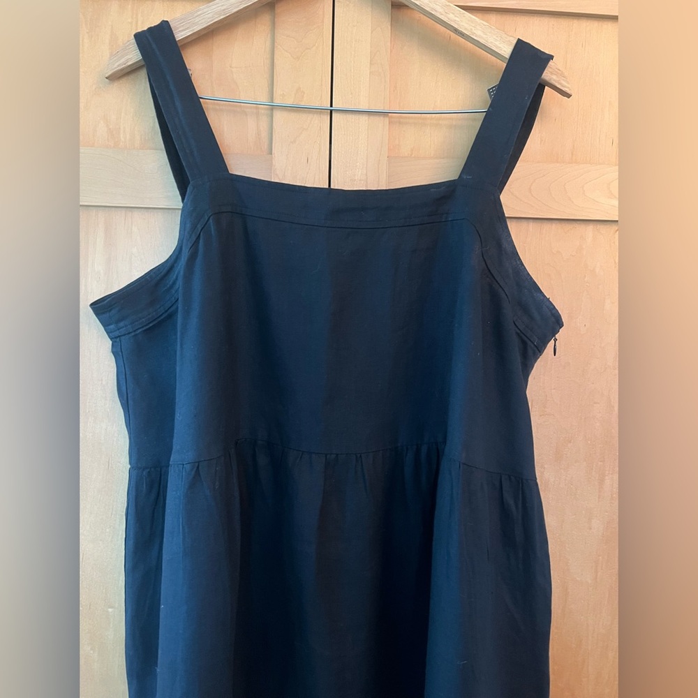 Eileen Fisher Black Linen Sleeveless Tiered Midi Dress - Picture 5 of 8
